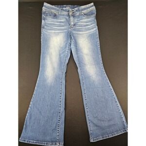 Everflex Maurices Mid Rise Women Sz14 Reg Blue Stretch Flare Jeans Bootcut Denim
